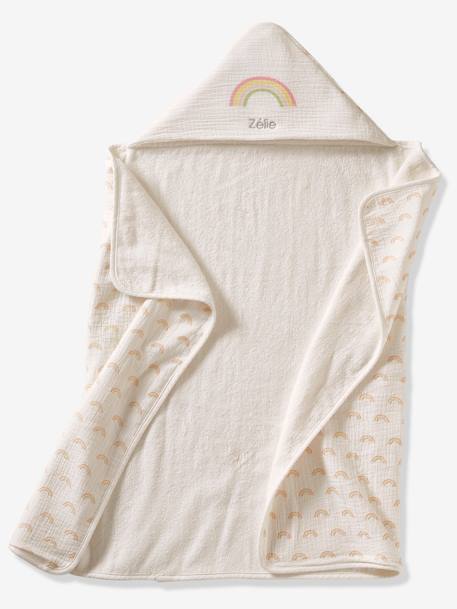 Cape de bain Rainbow personnalisable blanc imprimé 3 - vertbaudet enfant 