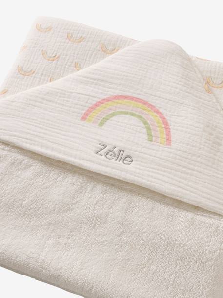 Cape de bain Rainbow personnalisable blanc imprimé 2 - vertbaudet enfant 