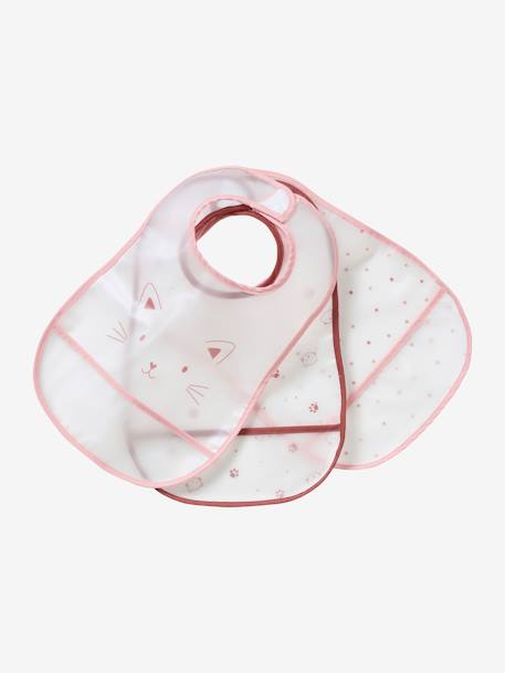 Lot de 3 bavoirs plastifiés avec récupérateur assortis ours+rose poudré 6 - vertbaudet enfant 