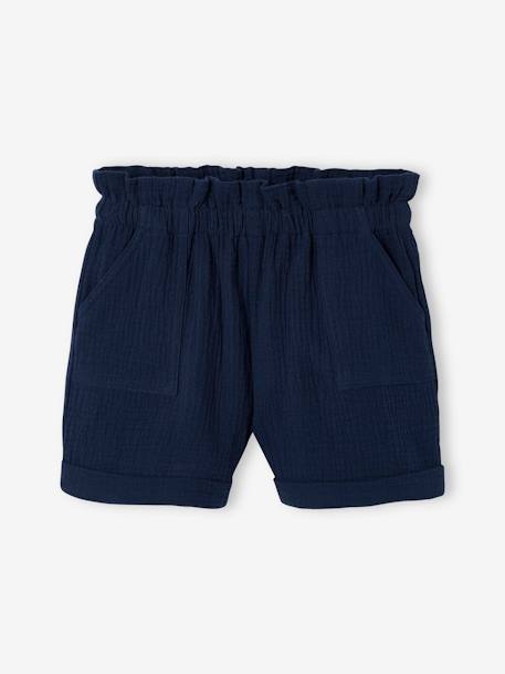 Ensemble t-shirt et short en gaze de coton fille marine+pêche 3 - vertbaudet enfant 