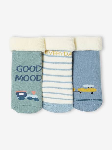 Lot de 3 paires de chaussettes avion et train bébé garçon bleu glacier 2 - vertbaudet enfant 