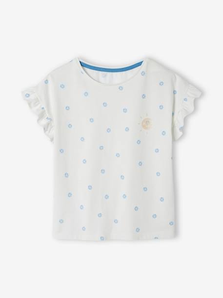 Ensemble t-shirt et short en gaze de coton fille marine+pêche 2 - vertbaudet enfant 