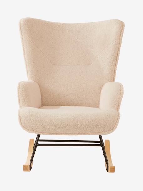 Fauteuil d'allaitement à bascule en tissu bouclette écru+kaki 6 - vertbaudet enfant 