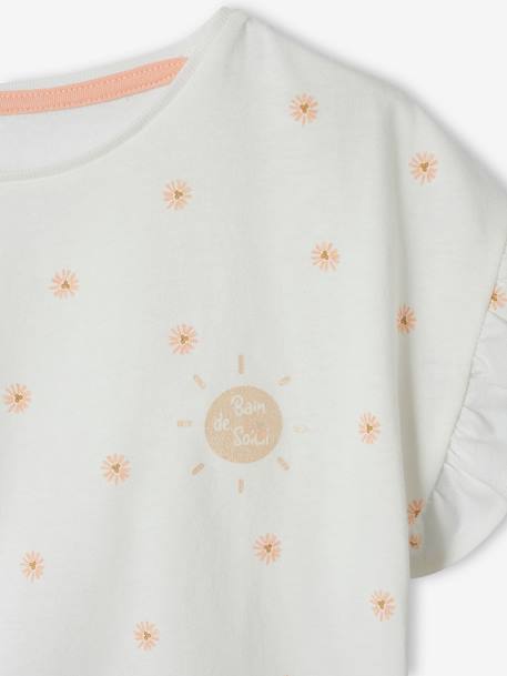 Ensemble t-shirt et short en gaze de coton fille marine+pêche 12 - vertbaudet enfant 