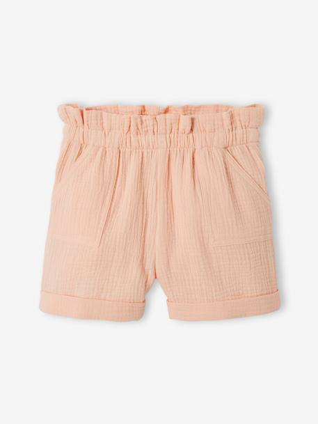 Ensemble t-shirt et short en gaze de coton fille marine+pêche 10 - vertbaudet enfant 