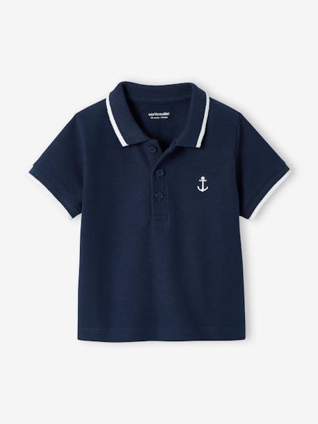 Polo brodé ancre poitrine bébé personnalisable marine 2 - vertbaudet enfant 