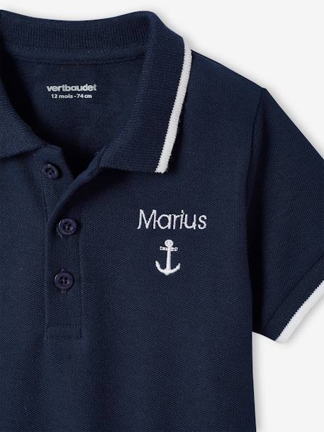 Polo brodé ancre poitrine bébé personnalisable marine 3 - vertbaudet enfant 