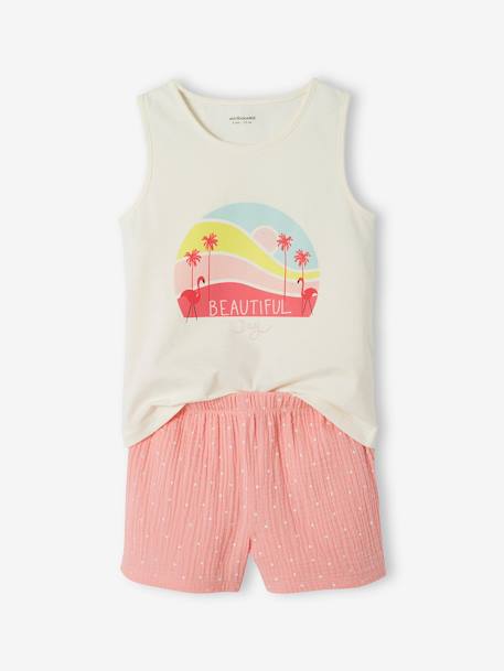 Pyjashort fille flamant rose en gaze pur coton rose 6 - vertbaudet enfant 