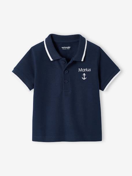 Polo brodé ancre poitrine bébé personnalisable marine 5 - vertbaudet enfant 