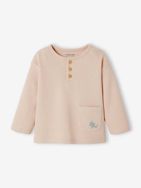 T-shirt tunisien en nid d’abeille bébé manches longues beige 1 - vertbaudet enfant 