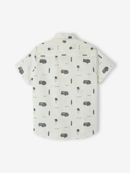 Chemise manches courtes motifs style surfwear garçon avec touche de lin blanc imprimé 2 - vertbaudet enfant 