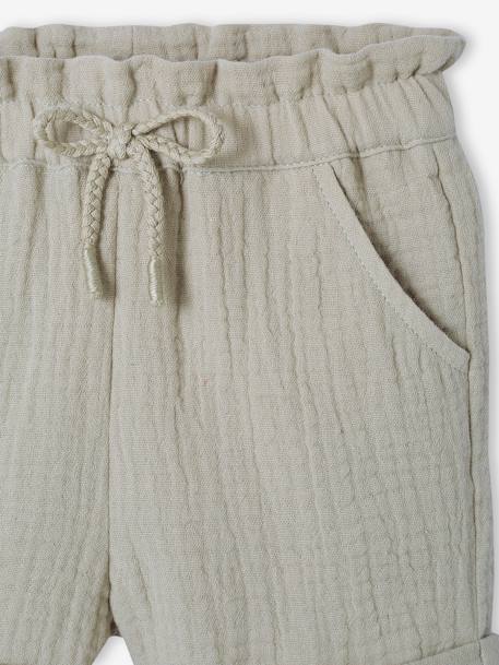 Short taille élastiquée bébé en gaze de coton vert de gris 3 - vertbaudet enfant 