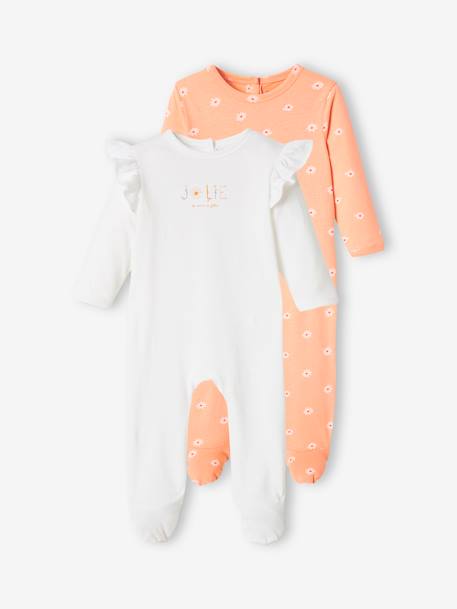 Lot de 2 dors-bien flower en jersey bébé fille pêche 1 - vertbaudet enfant 