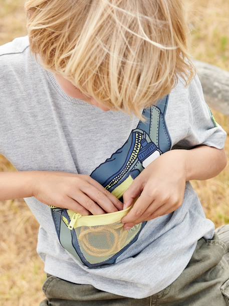 T-shirt sac banane trompe l'oeil garçon avec poche zippée gris chiné 1 - vertbaudet enfant 