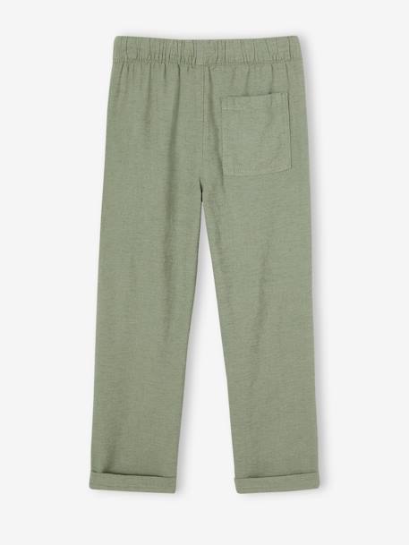 Pantalon léger garçon en coton/lin bleu nuit+noisette+vert sauge 13 - vertbaudet enfant 