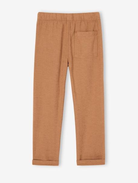 Pantalon léger garçon en coton/lin noisette+vert sauge 4 - vertbaudet enfant 