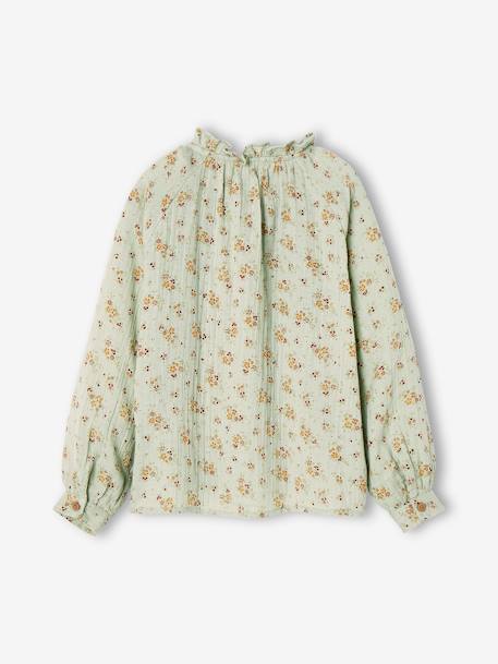 Chemise à volants en gaze de coton fille personnalisable écru+rose pâle+tomette+vert d'eau 18 - vertbaudet enfant 