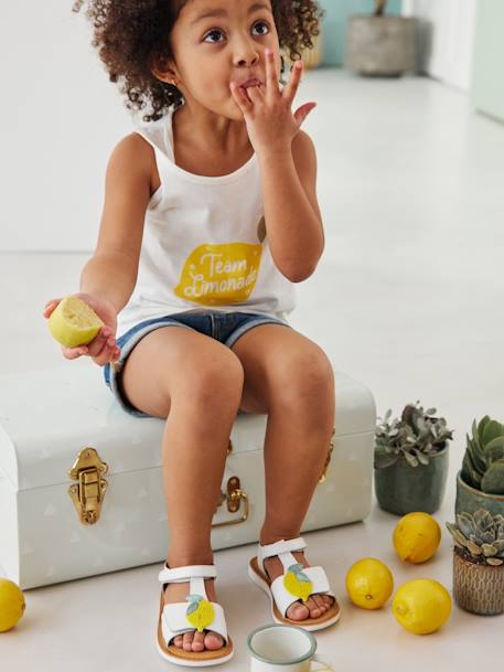 Sandales en cuir fille collection maternelle blanc 9 - vertbaudet enfant 