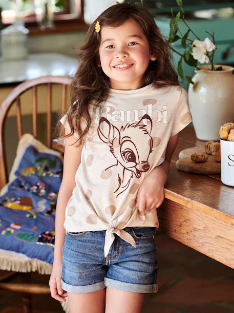 T-shirt fille manches courtes Disney® Bambi beige chiné 3 - vertbaudet enfant 