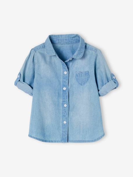 Chemise en jean délavé bébé fille personnalisable denim bleached 2 - vertbaudet enfant 