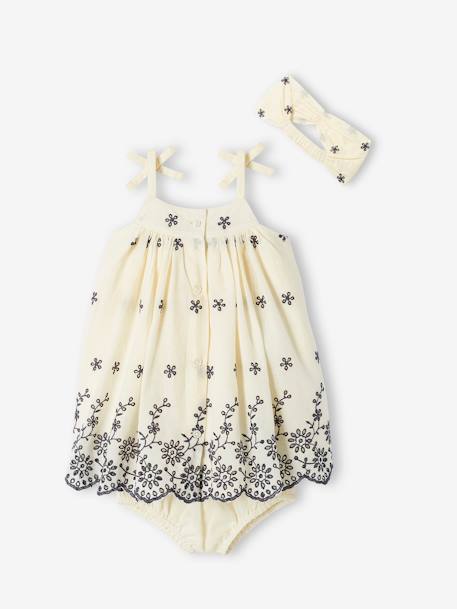 Ensemble bébé robe brodée, bloomer et bandeau assorti écru 7 - vertbaudet enfant 