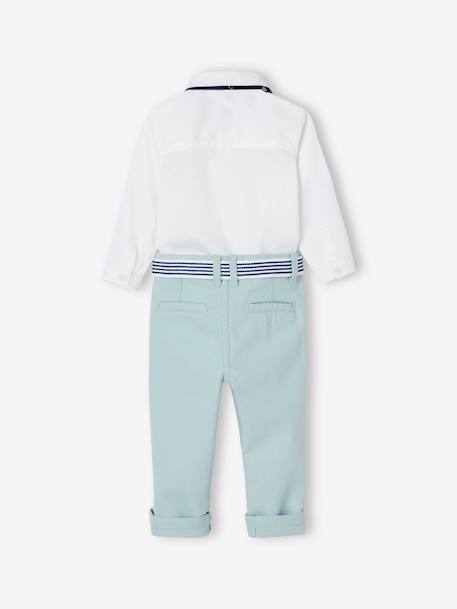 Ensemble de cérémonie bébé pantalon avec ceinture, chemise et noeud papillon blanc 4 - vertbaudet enfant 