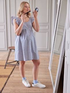 Vêtements de grossesse-Allaitement-Robe courte vichy sans manches grossesse et allaitement