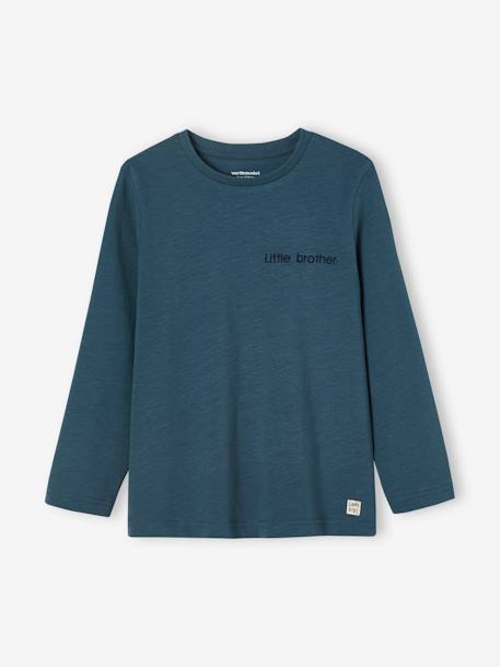 T-shirt couleur Basics personnalisable garçon manches longues Bleu+ECRU+marine+marron clair+vert+vert sapin 5 - vertbaudet enfant 