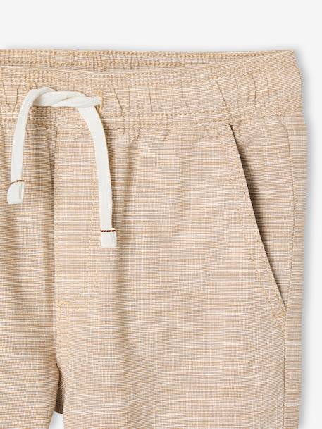 Pantalon léger retroussable en pantacourt aspect lin tissé garçon beige chiné+bleu clair 6 - vertbaudet enfant 