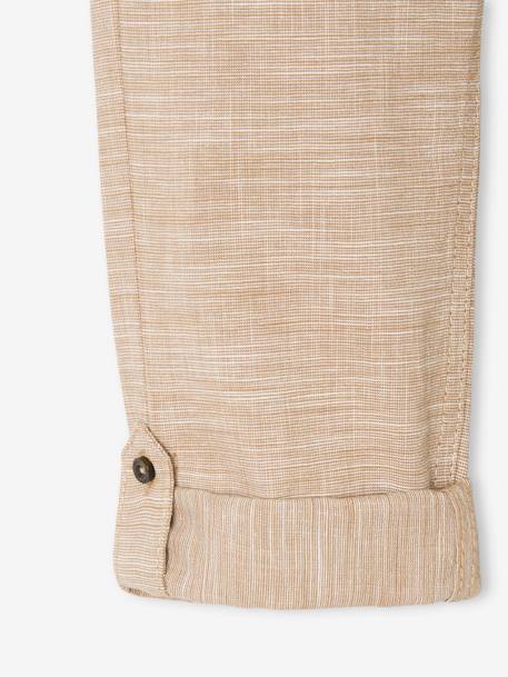 Pantalon léger retroussable en pantacourt aspect lin tissé garçon beige chiné+bleu clair 5 - vertbaudet enfant 