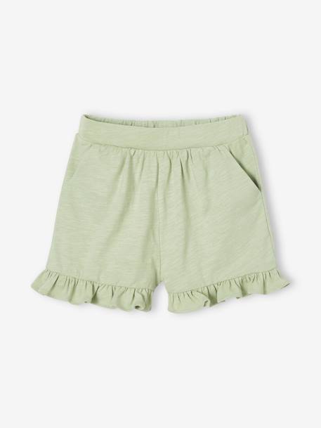 Ensemble T-shirt effet noué et short à volants fille corail+jaune d'or+vert d'eau 19 - vertbaudet enfant 