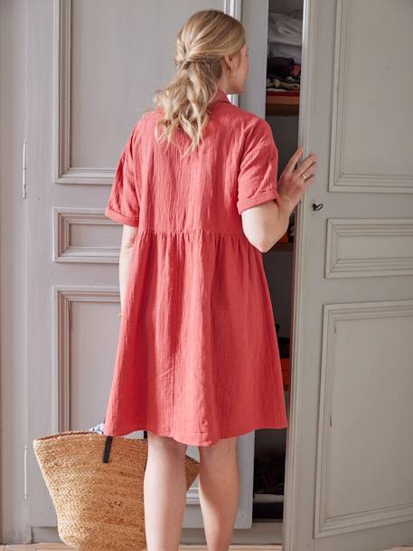 Robe-chemise gaze de coton brodé grossesse et allaitement tomette 3 - vertbaudet enfant 