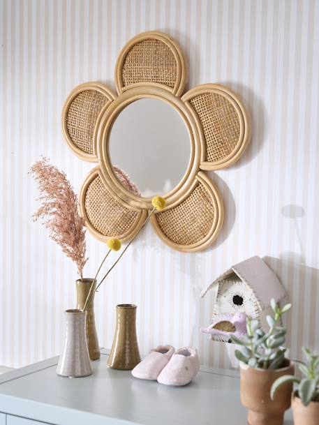 Miroir rotin et cannage Fleur beige doré 2 - vertbaudet enfant 