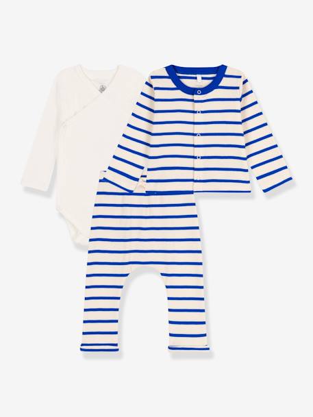 Ensemble naissance 3 pièces en coton bio PETIT BATEAU beige 1 - vertbaudet enfant 