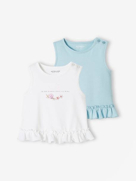 Lot de 2 Tee-shirts bébé à volants  - vertbaudet enfant