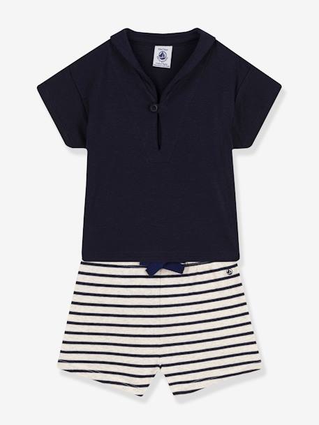 Ensemble naissance 2 pièces PETIT BATEAU bleu 1 - vertbaudet enfant 