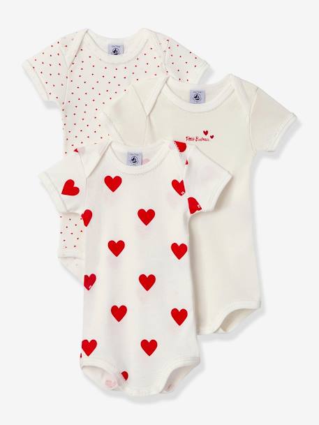 Lot de 3 bodies manches courtes en coton bio PETIT BATEAU blanc 1 - vertbaudet enfant 