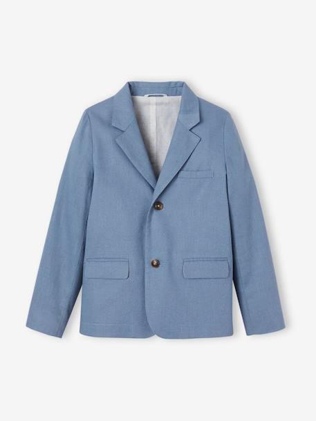 Veste de cérémonie garçon en coton/lin beige clair+bleu+marine foncé+vert sauge 11 - vertbaudet enfant 