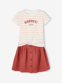 -Ensemble tee-shirt et jupe en gaze de coton fille