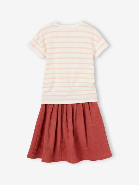 Ensemble tee-shirt et jupe en gaze de coton fille écru+terracotta 11 - vertbaudet enfant 