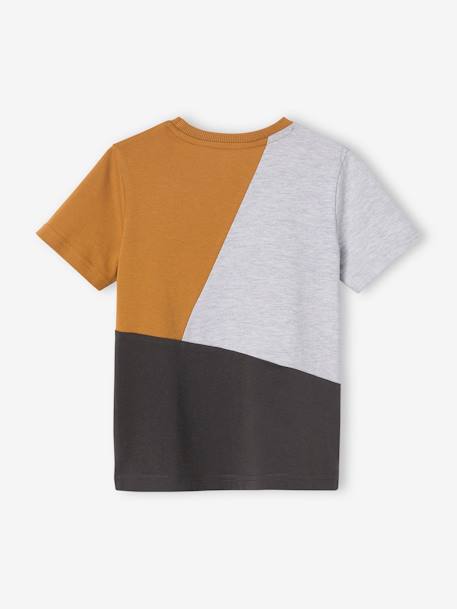 T-shirt sport colorblock garçon manches courtes gris chiné+vert d'eau 4 - vertbaudet enfant 