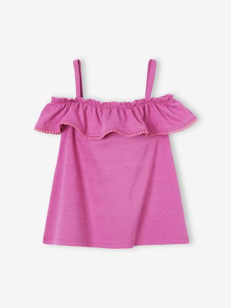 Débardeur volanté fille en tissu fantaisie reliéfé pivoine 1 - vertbaudet enfant 