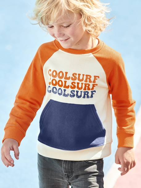 Garçon-Pull, gilet, sweat-Sweat "cool surf" garçon effet colorblock