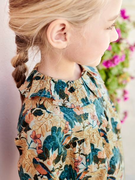 Blouse imprimée fleurs fille écru+rose+vert d'eau+vert sapin 14 - vertbaudet enfant 