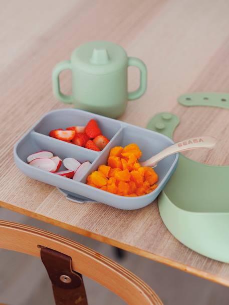 Coffret repas Les Essentiels 4 pièces BEABA en silicone vert sauge 1 - vertbaudet enfant 