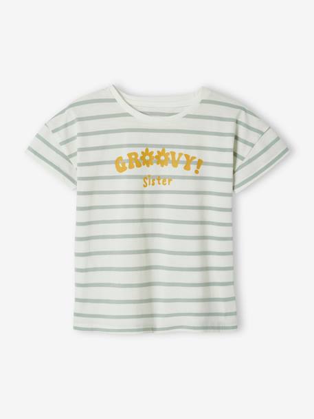 Ensemble tee-shirt et jupe en gaze de coton fille écru+terracotta 2 - vertbaudet enfant 