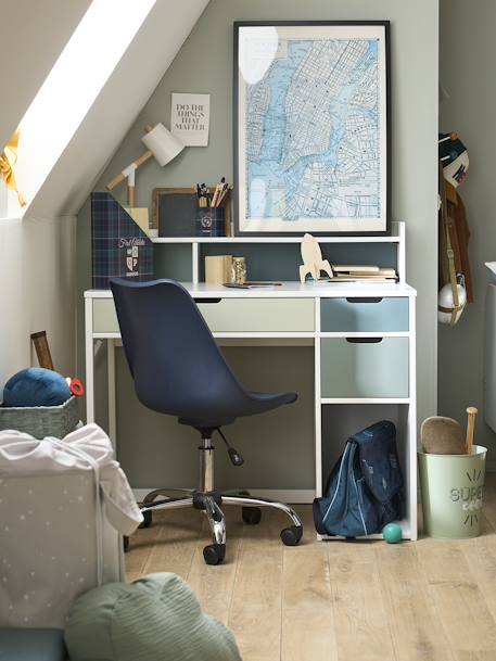 Chaise de bureau à roulettes enfant en velours - rose poudré, Chambre et  rangement