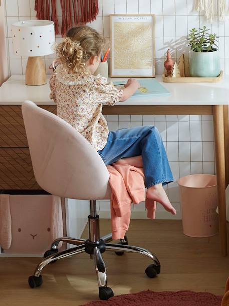 Chaise de bureau à roulettes enfant en velours Bleu/vert+rose poudré+vert d'eau 7 - vertbaudet enfant 