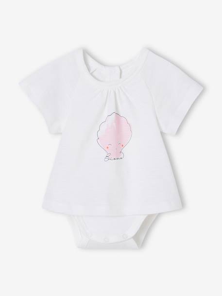 T-shirt body bébé manches courtes blanc 1 - vertbaudet enfant 