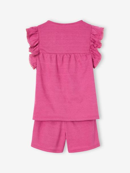 Ensemble top volanté et short en maille fantaisie fille pivoine 3 - vertbaudet enfant 